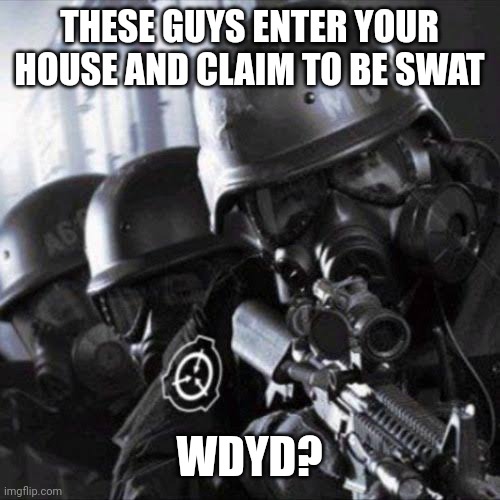 SCP RolePlay (follow what they tell you and they won't kill u) | THESE GUYS ENTER YOUR HOUSE AND CLAIM TO BE SWAT; WDYD? | made w/ Imgflip meme maker
