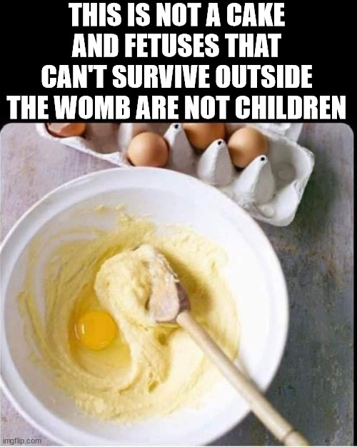 batter | THIS IS NOT A CAKE AND FETUSES THAT CAN'T SURVIVE OUTSIDE THE WOMB ARE NOT CHILDREN | image tagged in batter,abortion,roe v wade,pro choice,fetus | made w/ Imgflip meme maker