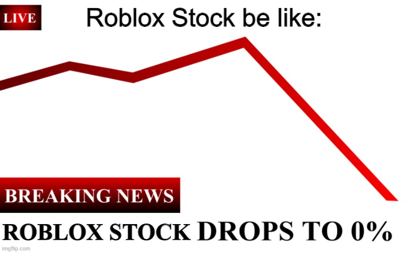 the roblox stock market isn't doing well. | Roblox Stock be like:; ROBLOX STOCK | image tagged in ____ rate drops to 0 | made w/ Imgflip meme maker