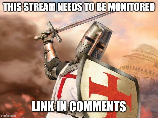 crusader | THIS STREAM NEEDS TO BE MONITORED; LINK IN COMMENTS | image tagged in crusader | made w/ Imgflip meme maker