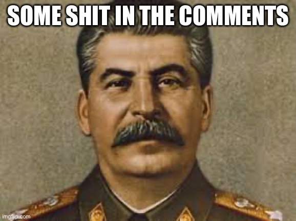 Joseph stalin | SOME SHIT IN THE COMMENTS | image tagged in joseph stalin | made w/ Imgflip meme maker