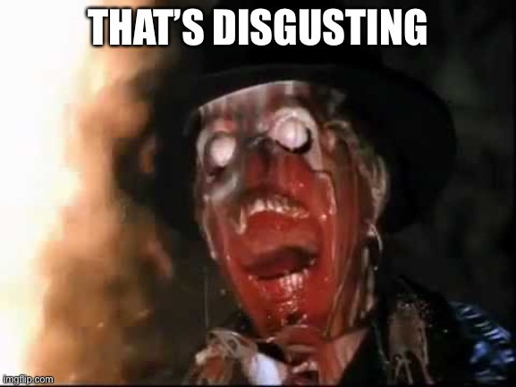 ark of the covenant face melt | THAT’S DISGUSTING | image tagged in ark of the covenant face melt | made w/ Imgflip meme maker