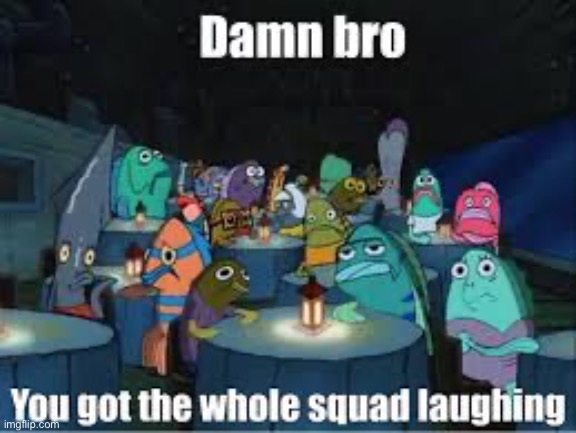 Damn Bro You Got The Whole Squad Laughing | image tagged in damn bro you got the whole squad laughing | made w/ Imgflip meme maker