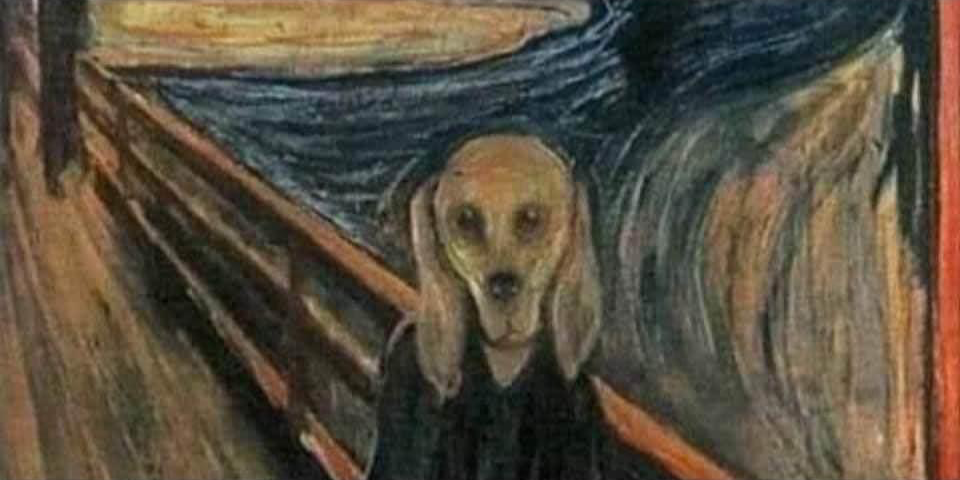 High Quality Edvard Munch Scream dog painting Blank Meme Template