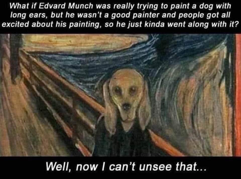 High Quality Edvard Munch Scream dog painting Blank Meme Template