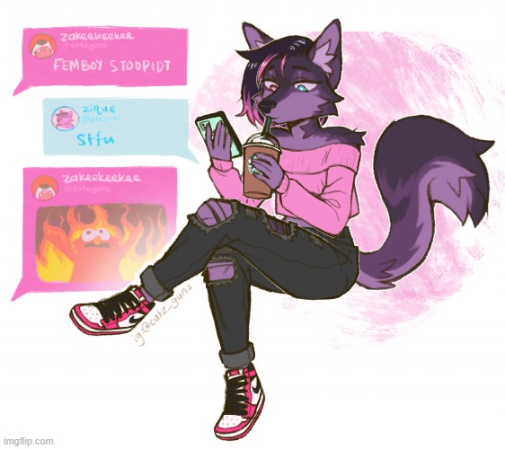 LOL (By zmaru) | image tagged in furry,femboy,cute,starbucks | made w/ Imgflip meme maker