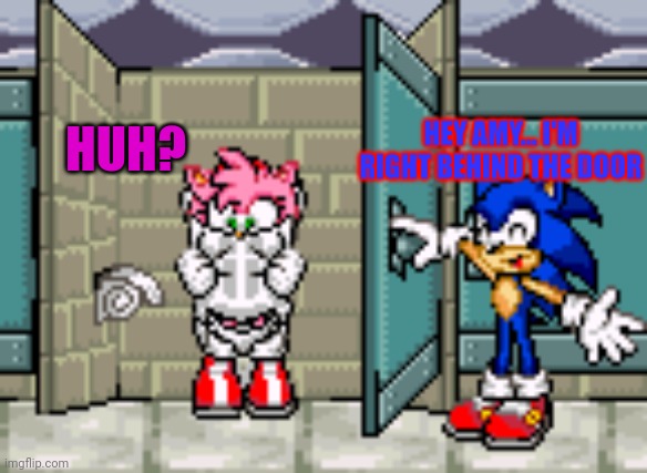 Amy rose Peeing - DeviantArt | HEY AMY... I'M RIGHT BEHIND THE DOOR; HUH? | image tagged in tails the fox,advance,amy rose,sonic the hedgehog,toilet,read | made w/ Imgflip meme maker