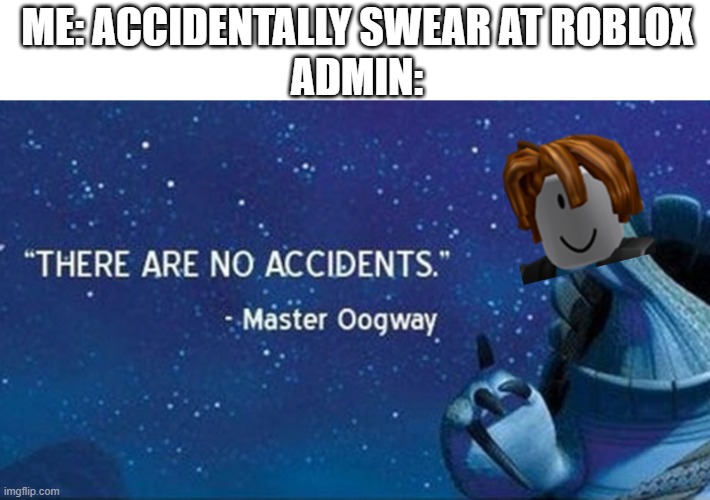 There are no accidents |  ME: ACCIDENTALLY SWEAR AT ROBLOX
ADMIN: | image tagged in there are no accidents | made w/ Imgflip meme maker