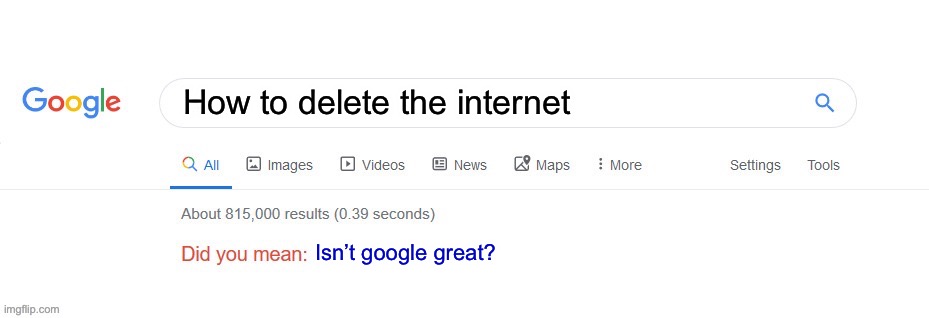 Smg4 reference | How to delete the internet; Isn’t google great? | image tagged in did you mean,google,smg4 | made w/ Imgflip meme maker