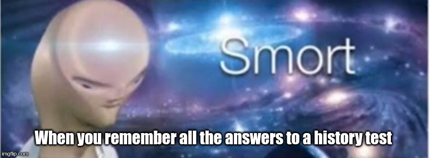 Meme man smort | When you remember all the answers to a history test | image tagged in meme man smort | made w/ Imgflip meme maker