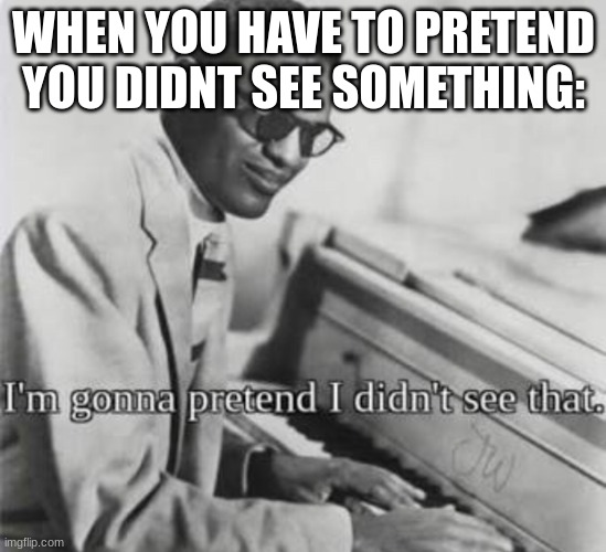 my first anti-meme |  WHEN YOU HAVE TO PRETEND YOU DIDNT SEE SOMETHING: | image tagged in i m going to pretend i didn t see that,anti meme | made w/ Imgflip meme maker