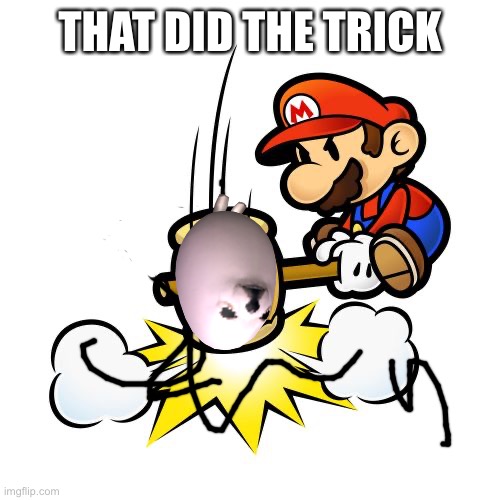Mario Hammer Smash Meme | THAT DID THE TRICK | image tagged in memes,mario hammer smash | made w/ Imgflip meme maker