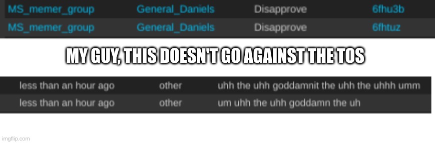 MY GUY, THIS DOESN'T GO AGAINST THE TOS | made w/ Imgflip meme maker
