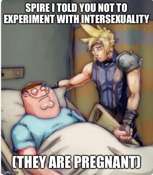 PETER I TOLD YOU | SPIRE I TOLD YOU NOT TO EXPERIMENT WITH INTERSEXUALITY; (THEY ARE PREGNANT) | image tagged in peter i told you | made w/ Imgflip meme maker