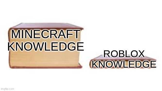 How?  DON'T PAY MINECRAFT!?!?! | MINECRAFT KNOWLEDGE; ROBLOX KNOWLEDGE | image tagged in big book small book,minecraft,roblox | made w/ Imgflip meme maker
