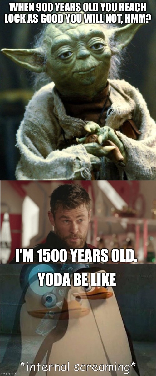 I’m 1500 years old |  WHEN 900 YEARS OLD YOU REACH LOCK AS GOOD YOU WILL NOT, HMM? I’M 1500 YEARS OLD. YODA BE LIKE | image tagged in memes,star wars yoda,that s what heroes do,private internal screaming | made w/ Imgflip meme maker