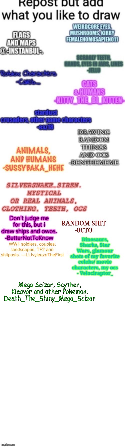 Mega Scizor, Scyther, Kleavor and other Pokemon.
Death_The_Shiny_Mega_Scizor | image tagged in pokemon,drawing | made w/ Imgflip meme maker