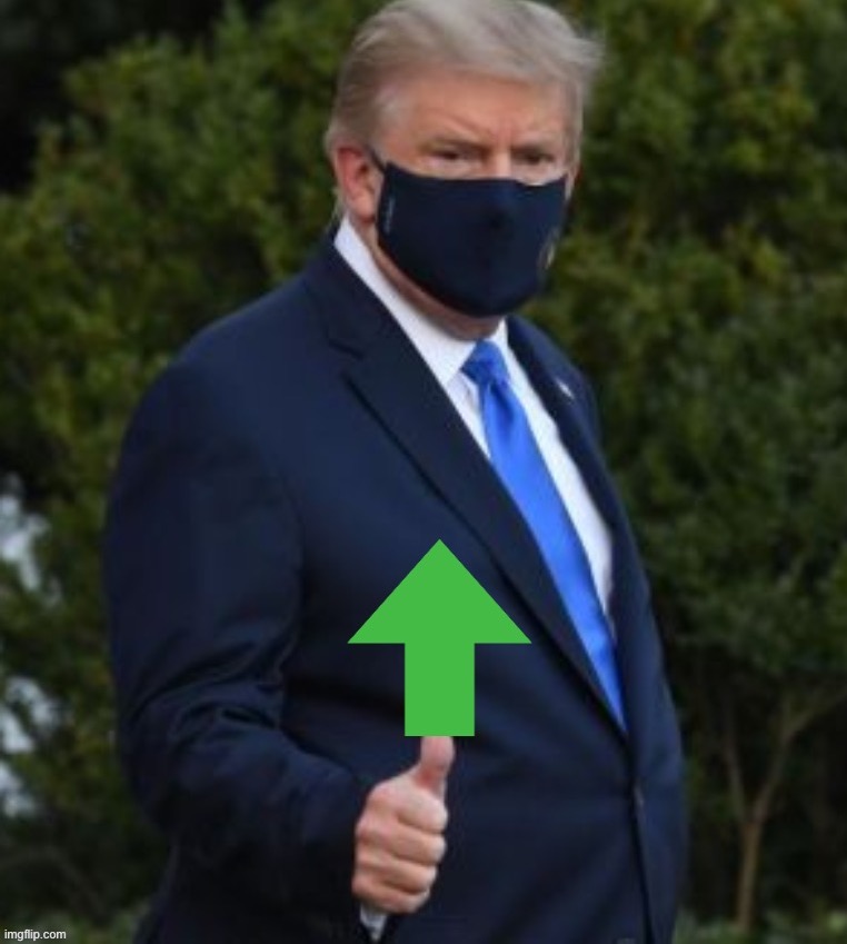 Trump upvote face mask | image tagged in trump upvote face mask | made w/ Imgflip meme maker