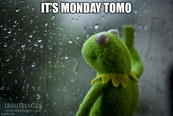kermit window | IT’S MONDAY TOMORROW | image tagged in kermit window | made w/ Imgflip meme maker