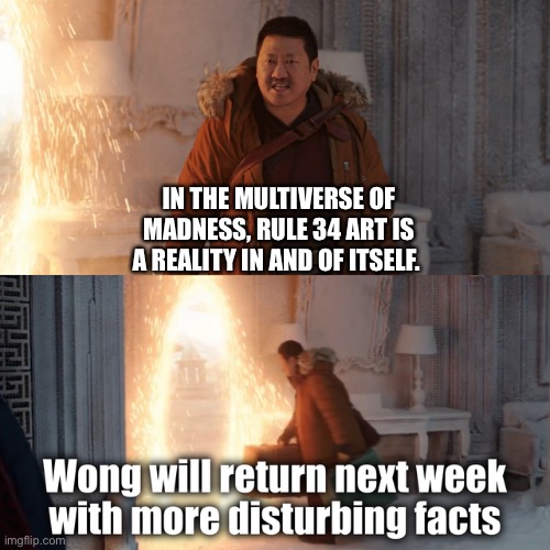 wong disturbing facts | IN THE MULTIVERSE OF MADNESS, RULE 34 ART IS A REALITY IN AND OF ITSELF. | image tagged in wong disturbing facts | made w/ Imgflip meme maker