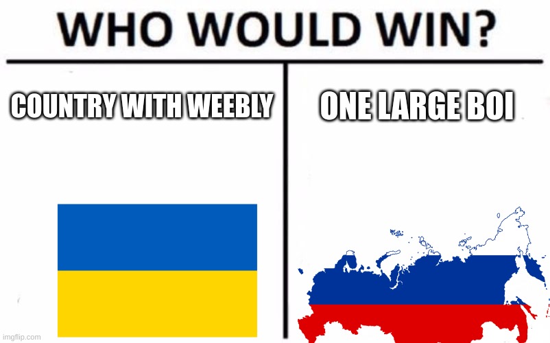 War be like | COUNTRY WITH WEEBLY; ONE LARGE BOI | image tagged in memes,who would win | made w/ Imgflip meme maker