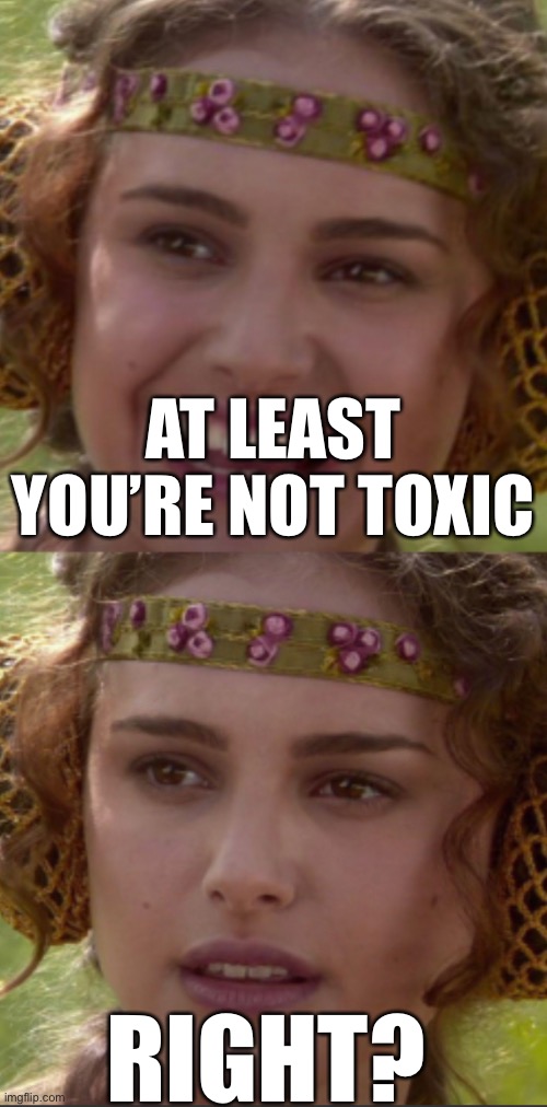 AT LEAST YOU’RE NOT TOXIC RIGHT? | made w/ Imgflip meme maker
