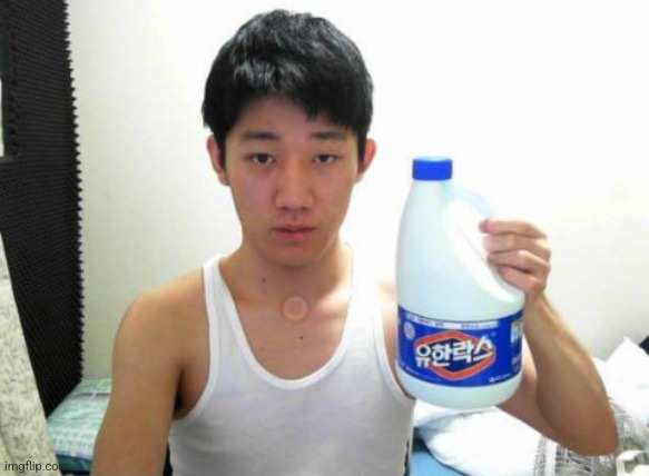Angry Korean Gamer with Bleach | image tagged in angry korean gamer with bleach | made w/ Imgflip meme maker