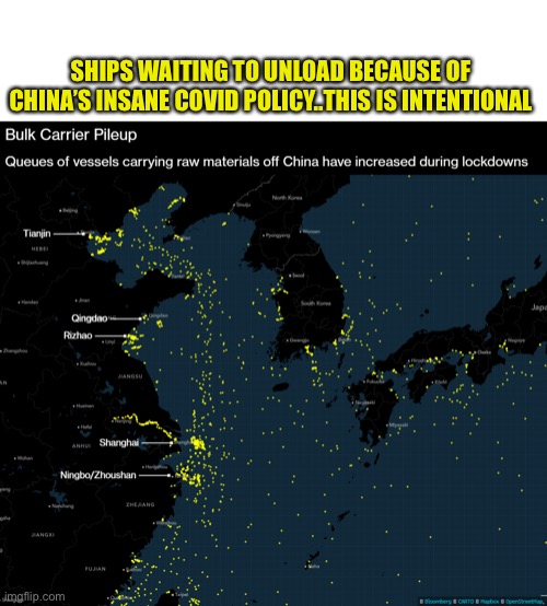 SHIPS WAITING TO UNLOAD BECAUSE OF CHINA’S INSANE COVID POLICY..THIS IS INTENTIONAL | image tagged in made in china,covid-19,lockdown | made w/ Imgflip meme maker