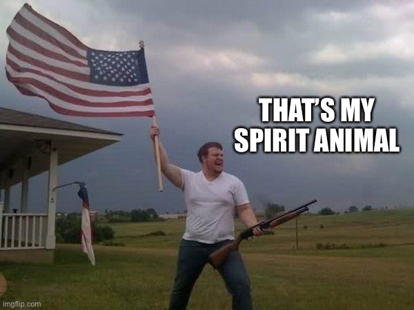 THAT’S MY SPIRIT ANIMAL | image tagged in american flag shotgun guy | made w/ Imgflip meme maker