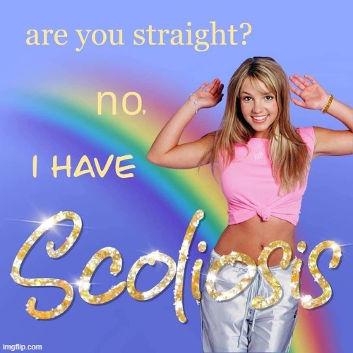 Ya know what's not straight? MY SPINE! | image tagged in are you straight no i have scoliosis | made w/ Imgflip meme maker