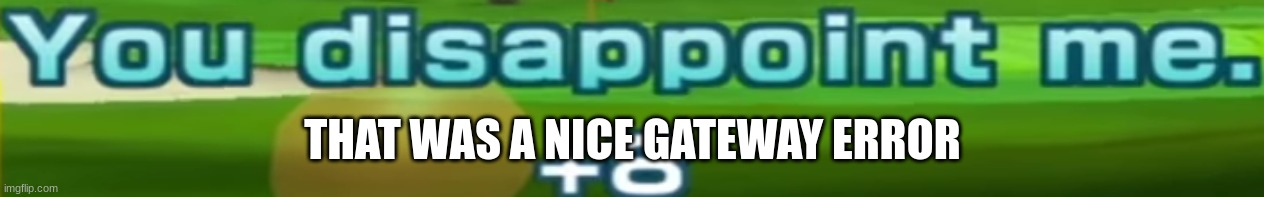 You disappoint me. | THAT WAS A NICE GATEWAY ERROR | image tagged in you disappoint me | made w/ Imgflip meme maker