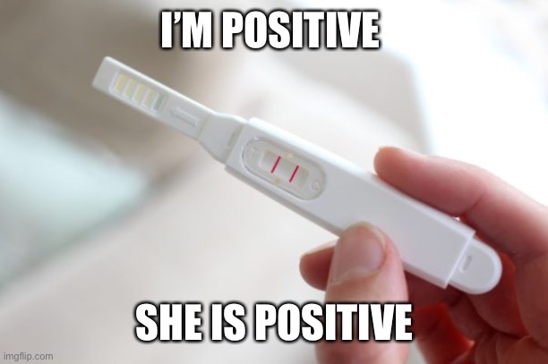 Pregnancy test | I’M POSITIVE SHE IS POSITIVE | image tagged in pregnancy test | made w/ Imgflip meme maker