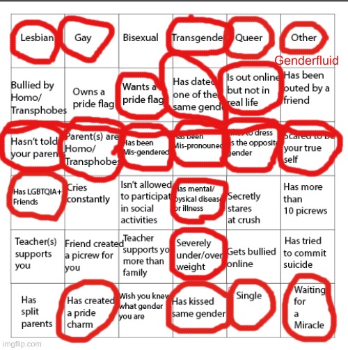 Double Bingo Again | image tagged in lgbtq,gender fluid,lesbian | made w/ Imgflip meme maker