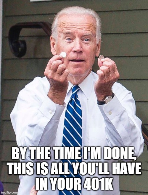 Commander-in-Thief | BY THE TIME I'M DONE,
THIS IS ALL YOU'LL HAVE
IN YOUR 401K | image tagged in joe biden,401k,memes | made w/ Imgflip meme maker