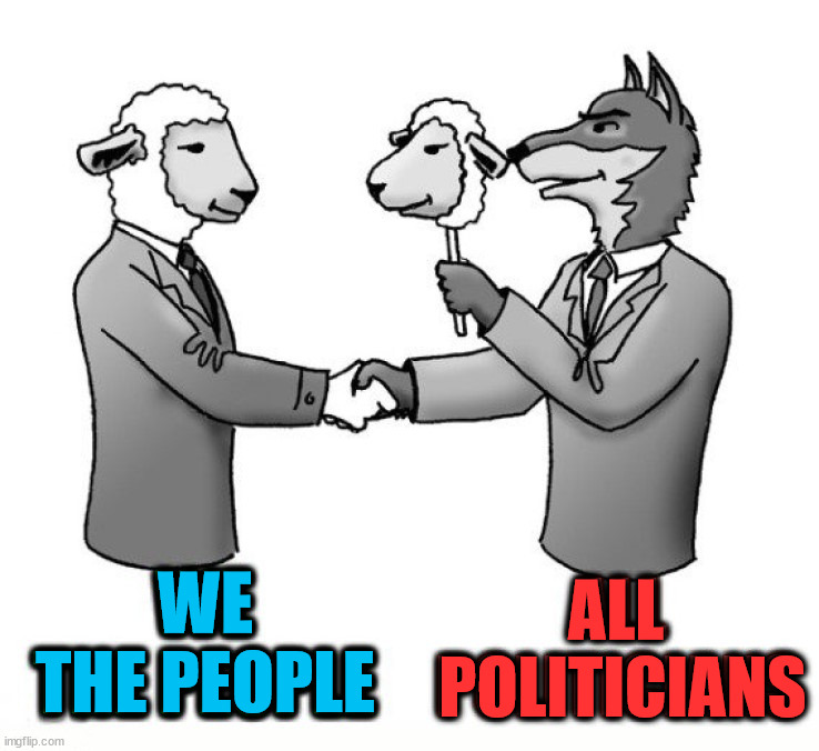 WE
THE PEOPLE; ALL 
POLITICIANS | image tagged in political meme | made w/ Imgflip meme maker