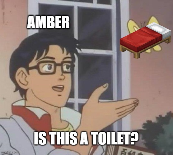 Never gonna give you up, neveh gon make ya cry ,neveh gon tell a lie an hurt you | AMBER; IS THIS A TOILET? | image tagged in memes,is this a pigeon | made w/ Imgflip meme maker
