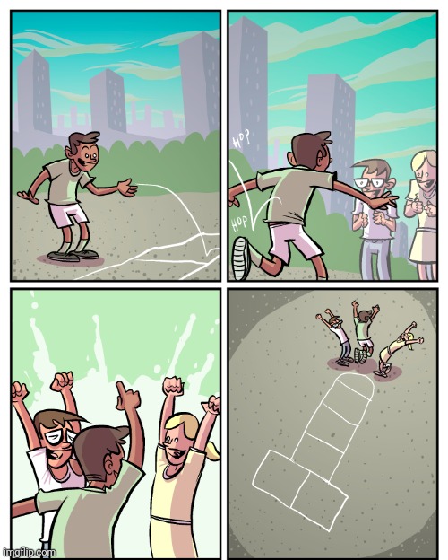 Hopscotch | image tagged in comics,comic,hopscotch,comics/cartoons,playing,game | made w/ Imgflip meme maker