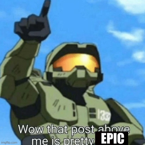 the post above this is epic | EPIC | image tagged in epic,master chief,why is the fbi here | made w/ Imgflip meme maker