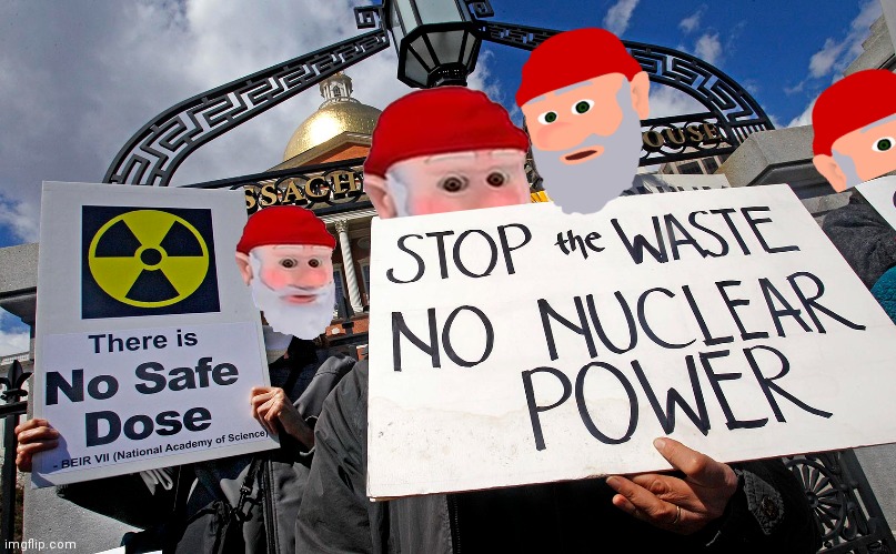 Stop irritating us! | image tagged in its time to stop,gnomes,hate,nuclear power | made w/ Imgflip meme maker