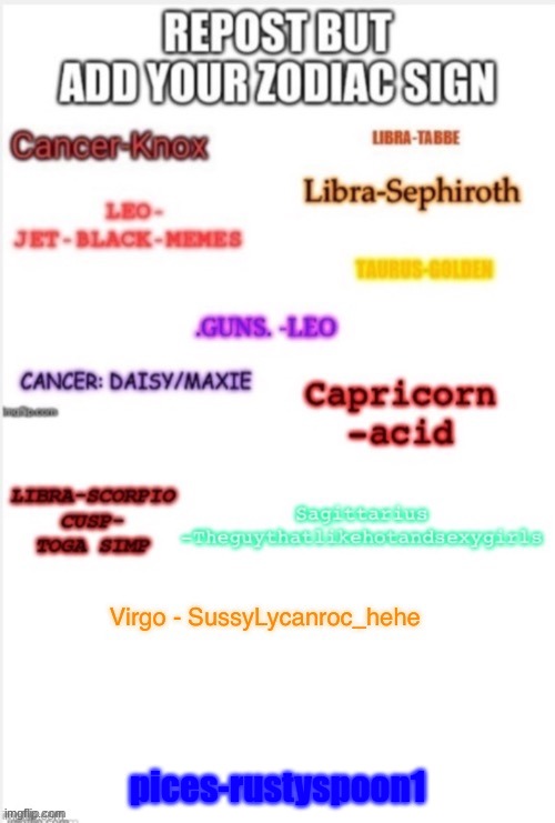 repost with your zodiac sign | pices-rustyspoon1 | image tagged in repost | made w/ Imgflip meme maker