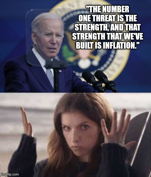 I thought white supremacy was the greatest threat. | "THE NUMBER ONE THREAT IS THE STRENGTH, AND THAT STRENGTH THAT WE'VE BUILT IS INFLATION." | image tagged in wtf anna | made w/ Imgflip meme maker