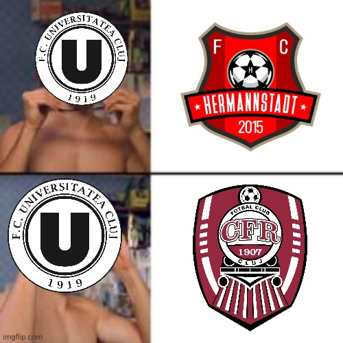 U Cluj 1-2 Hermannstadt. | image tagged in peter parker glasses,u cluj,hermannstadt,liga 2,fotbal,memes | made w/ Imgflip meme maker