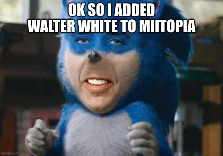 sonicholas cage | OK SO I ADDED WALTER WHITE TO MIITOPIA | image tagged in sonicholas cage | made w/ Imgflip meme maker