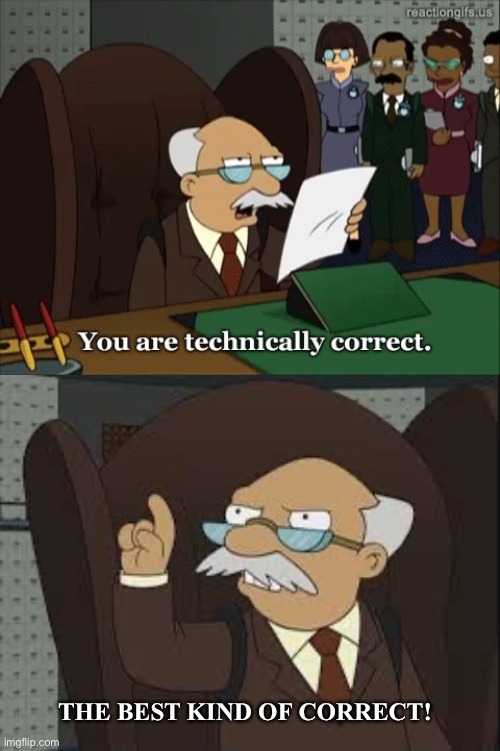 THE BEST KIND OF CORRECT! | image tagged in you are technically correct,technically correct | made w/ Imgflip meme maker