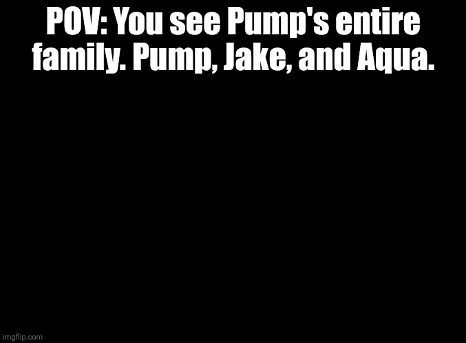 No joke, OP, or Bambi OCs/Bambi. | POV: You see Pump's entire family. Pump, Jake, and Aqua. | image tagged in blank black,rp | made w/ Imgflip meme maker