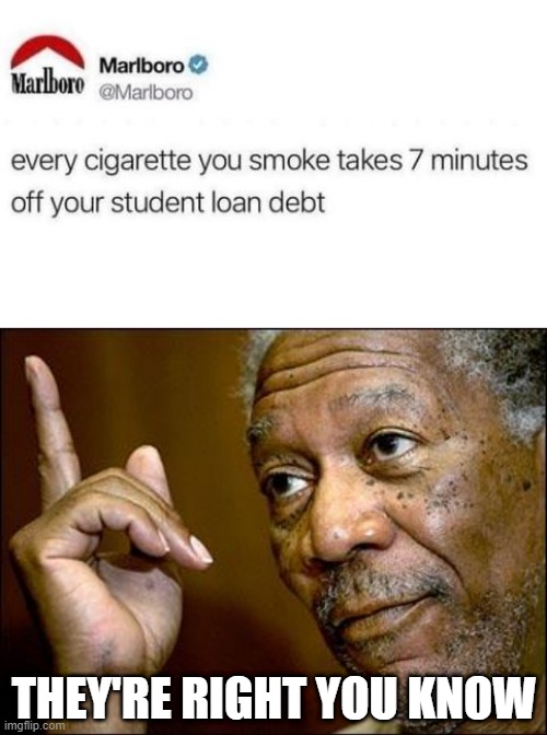 Smoke Up | THEY'RE RIGHT YOU KNOW | image tagged in this morgan freeman | made w/ Imgflip meme maker