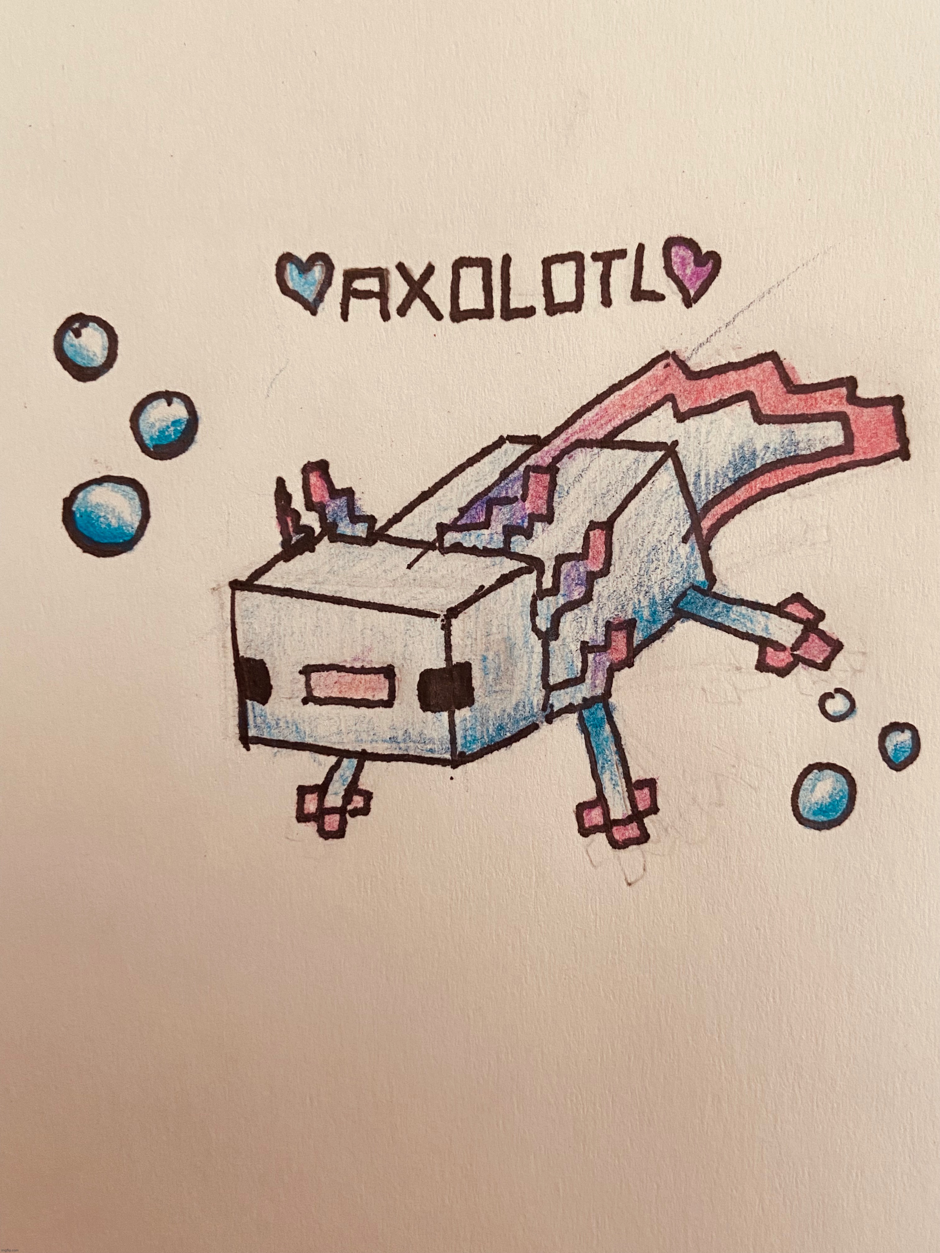 Axolotl:0 | image tagged in minecraft,axolotl,drawing | made w/ Imgflip meme maker