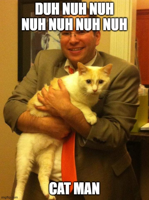 Cat savior | DUH NUH NUH NUH NUH NUH NUH CAT MAN | image tagged in cat savior | made w/ Imgflip meme maker