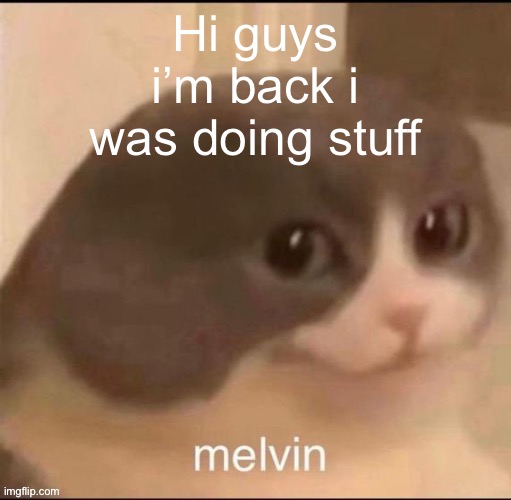 melvin | Hi guys i’m back i was doing stuff | image tagged in melvin | made w/ Imgflip meme maker