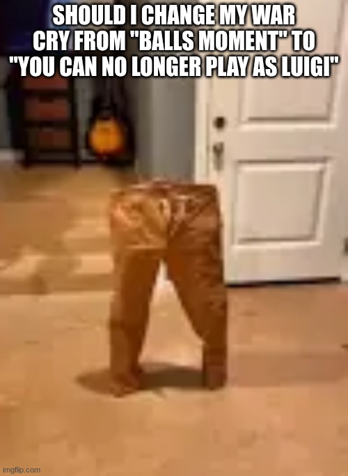 a little scoundrel | SHOULD I CHANGE MY WAR CRY FROM "BALLS MOMENT" TO "YOU CAN NO LONGER PLAY AS LUIGI" | image tagged in a little scoundrel | made w/ Imgflip meme maker